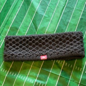 Adidas Charcoal Knit Headband with Pink Logo